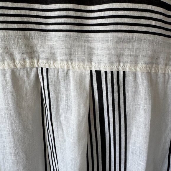 H&M Linen Popover Shirt Tunic Oversized Band Collar Dropped Shoulders Wide Cuffs - Picture 12 of 16